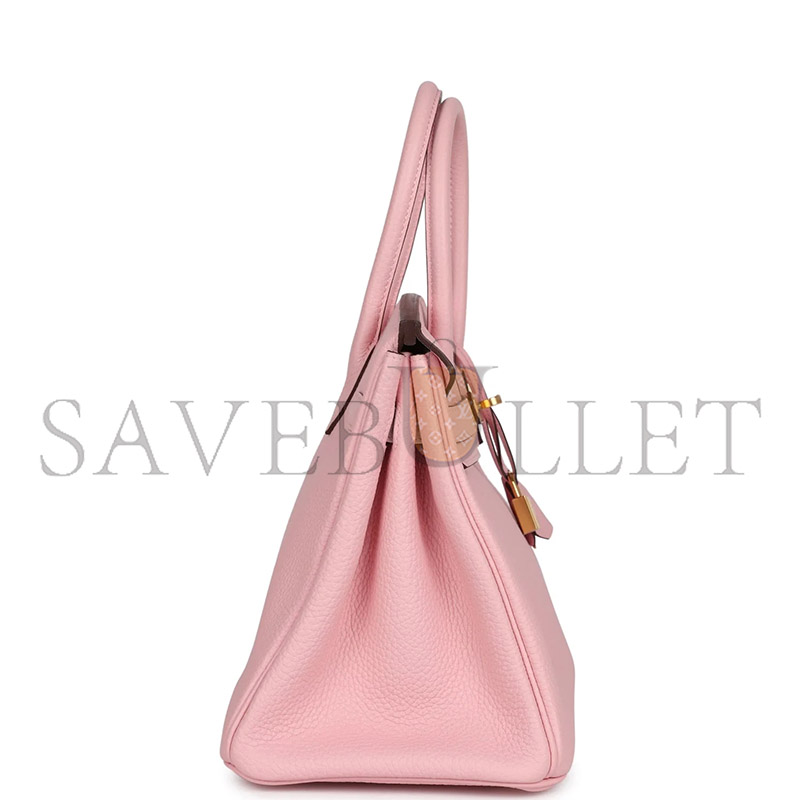 HERMÈS MASTER BIRKIN 30 ROSE SAKURA VERSO CLEMENCE GOLD HARDWARE (30*22*16cm) 
